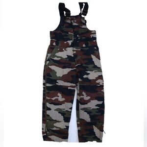 Walls Blizzard Pruf Youth Boys Green Camouflage Insulated Bib Overalls Sz L12/14